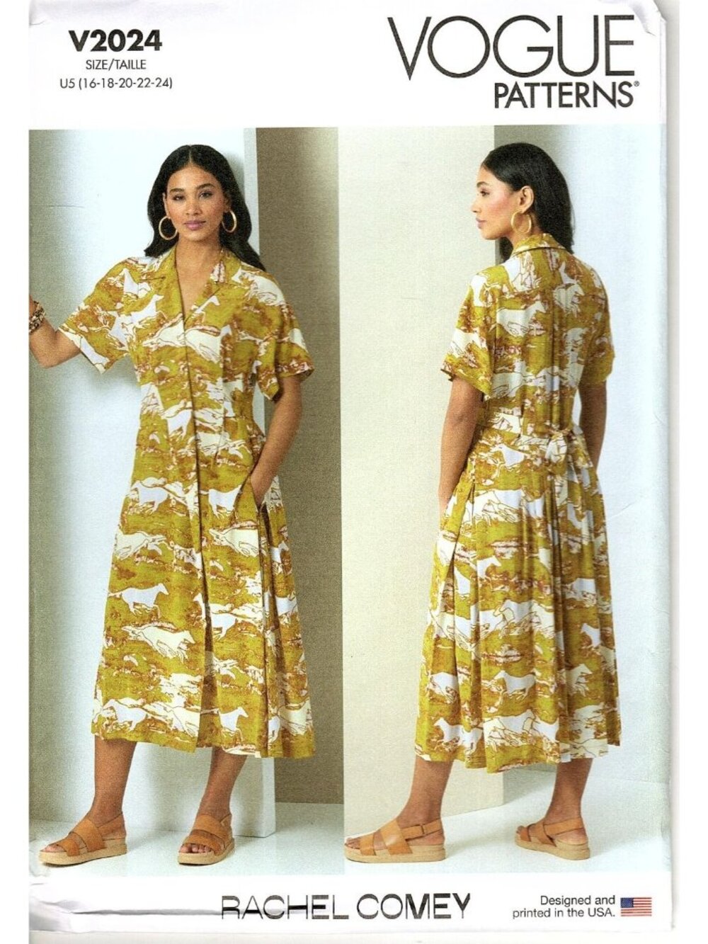 Vogue V2024 Misses 16 to 24 Rachel Comey Loose Dress Uncut Sewing Pattern